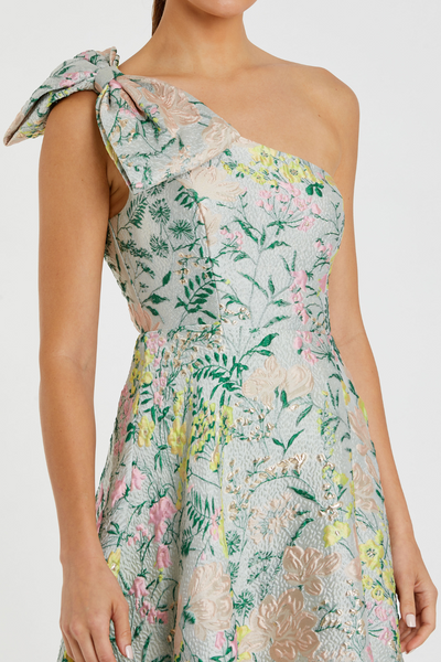 11919-Brocade Floral Dress-Pastel Multi