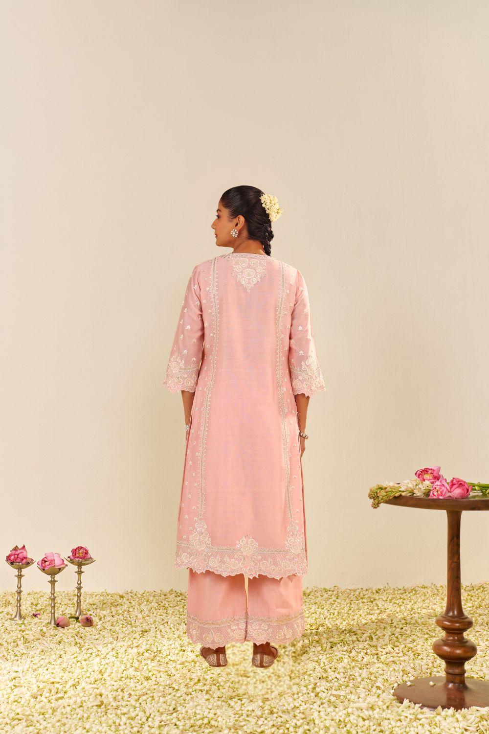 Sumaiya - A-Line Kurta With Palazzo And Dupatta-Blush Pink