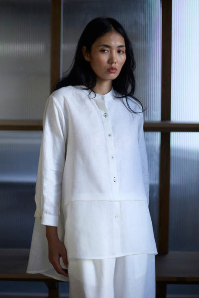 Anaya Linen A-Line Shirt - Ivory