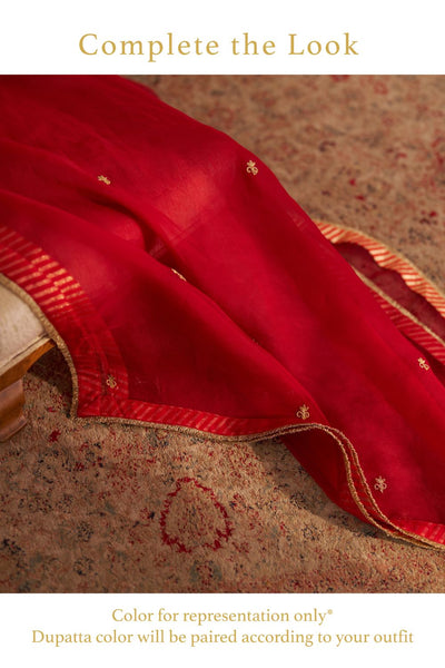 Jeriah - Short Chauga With Salwar-Red