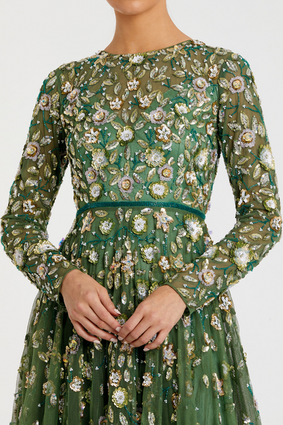 5533- A Line Gown-Sage