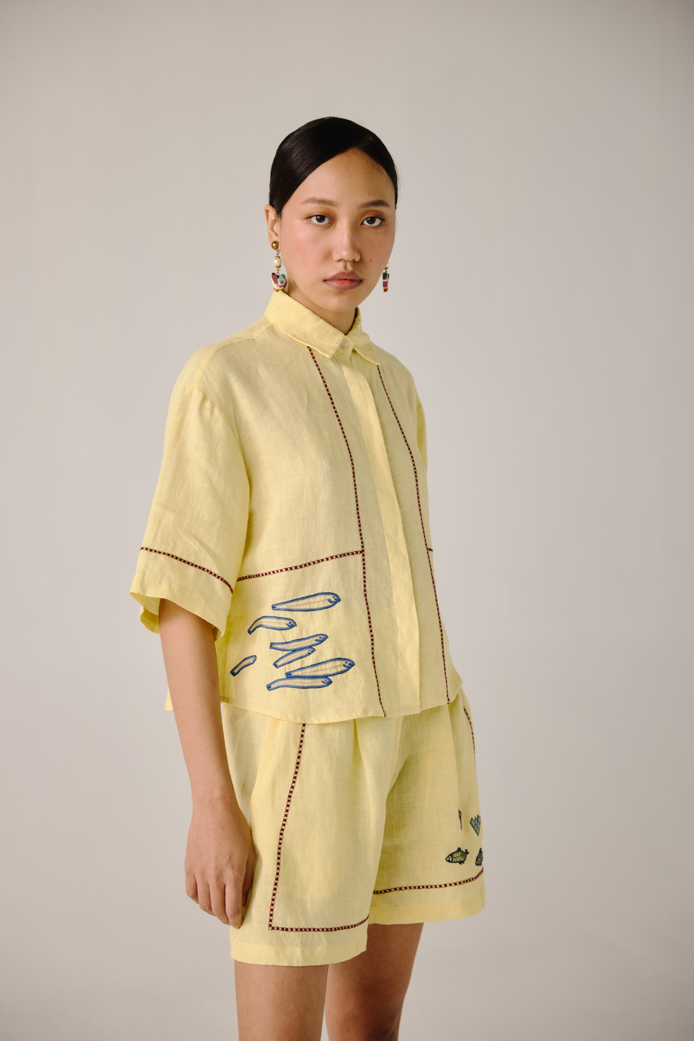 Ava Shirt - Butter Yellow Fish