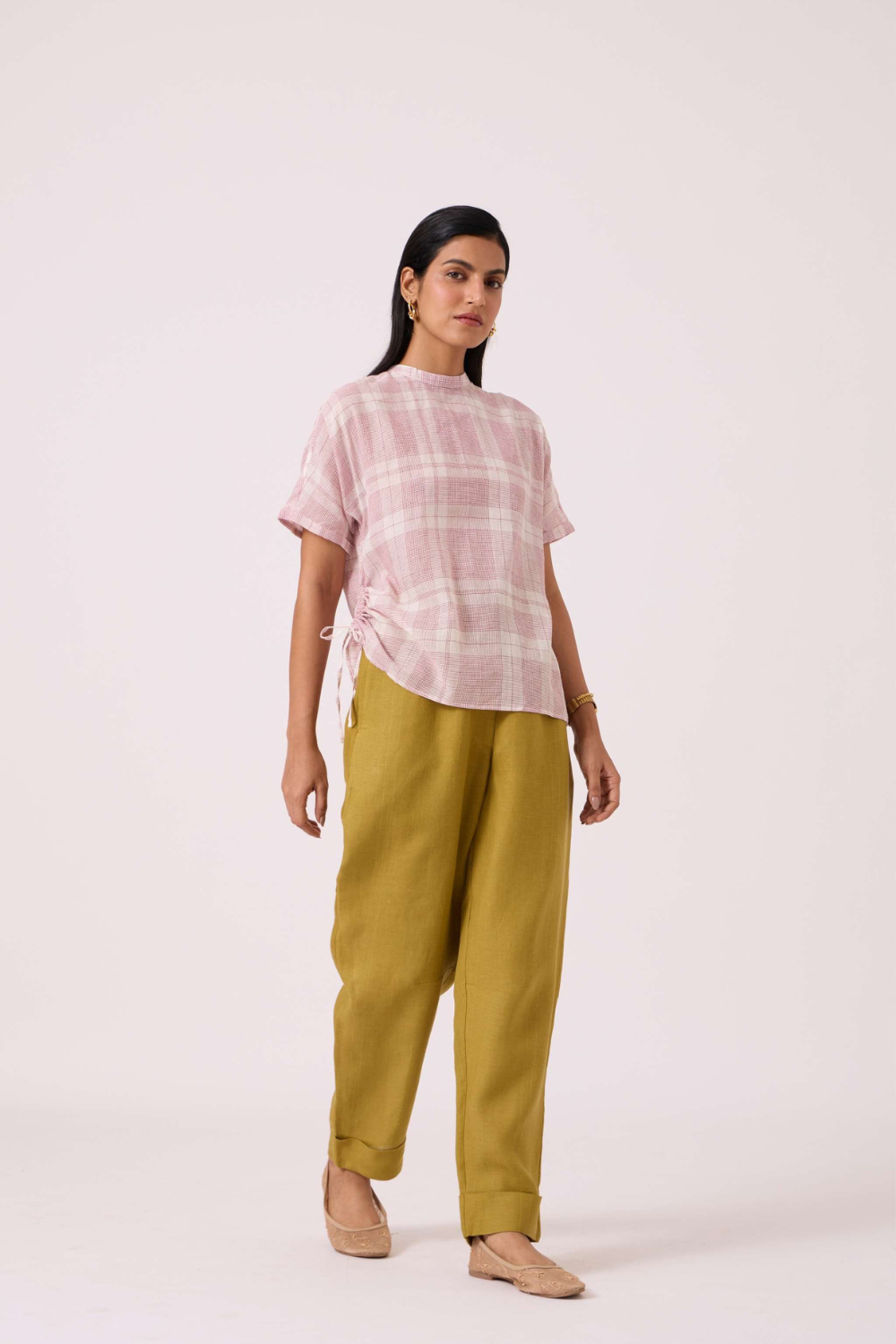Ursula Checkered Handwoven Top