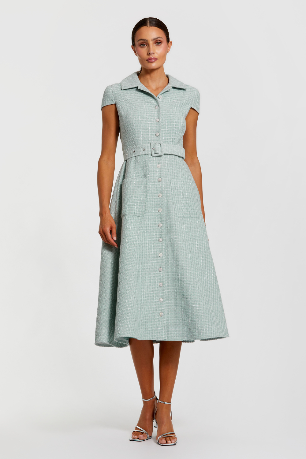 81199-Button Up Midi Dress-Seafoam