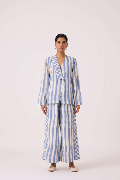 Ivan Blue Striped Ikat Pants