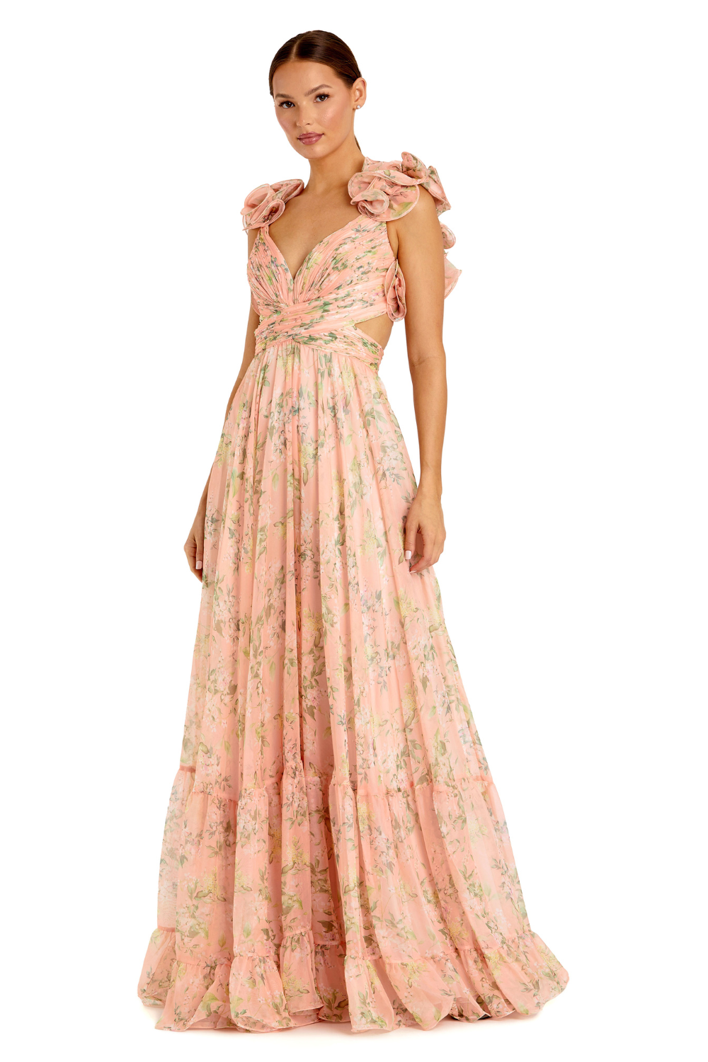 67803-Chiffon Gown-Pink Multi