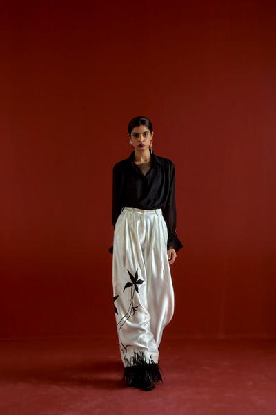 SMOCKING DETAIL SHIRT CO-ORD-BLACK