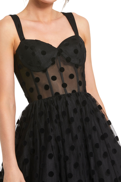 27539-A-Line Midi Dress-Black