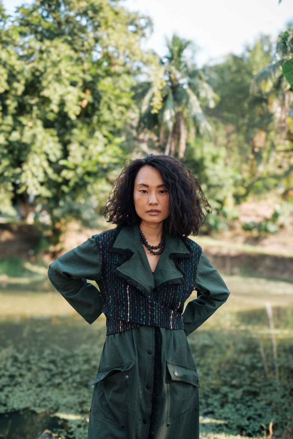 Upcycled Handwoven Copenhagen Trench - Green