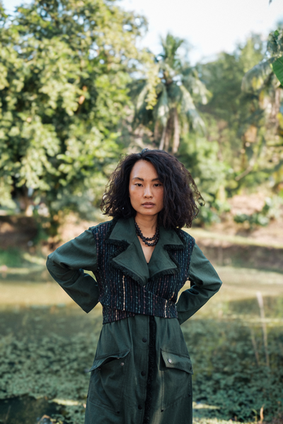Upcycled Handwoven Copenhagen Trench - Green