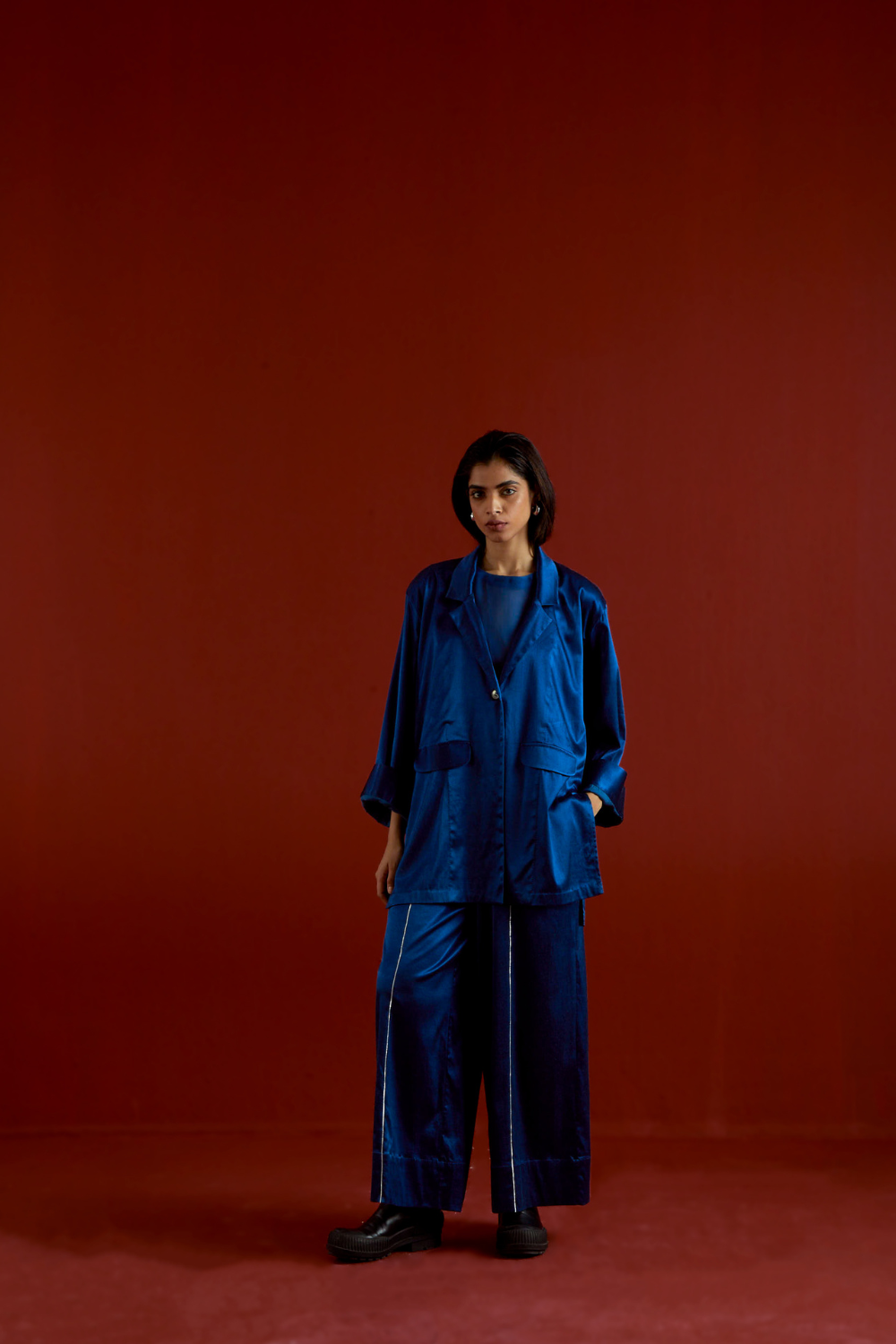 WIDE SLEEVE JACKET CO-ORD-ELECTRIC BLUE