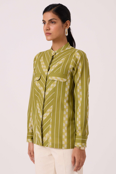 Wilde Green Striped Ikat Shirt