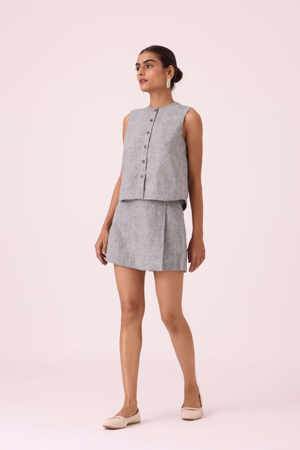 Wotton Houndstooth Linen Top