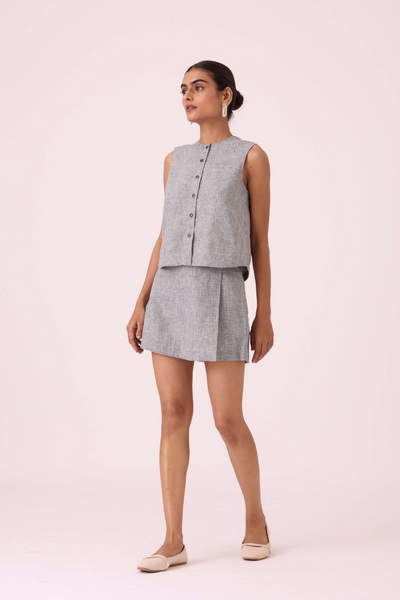 Wotton Houndstooth Linen Top