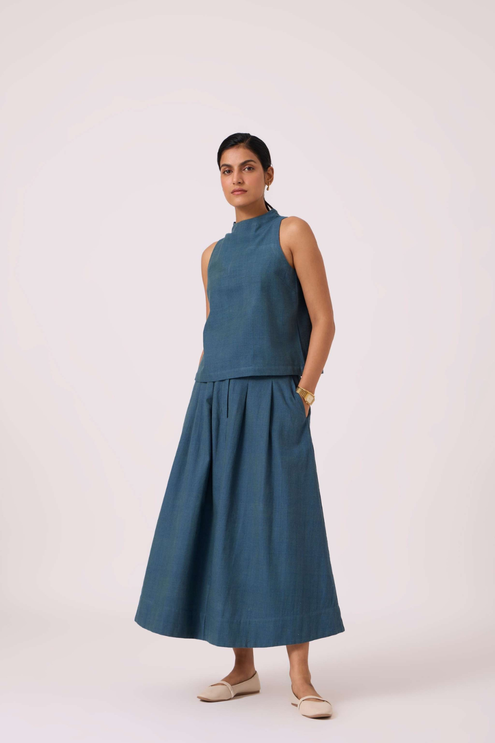 Eliot Blue Handwoven Skirt