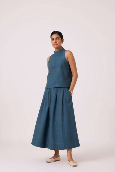 Eliot Blue Handwoven Skirt