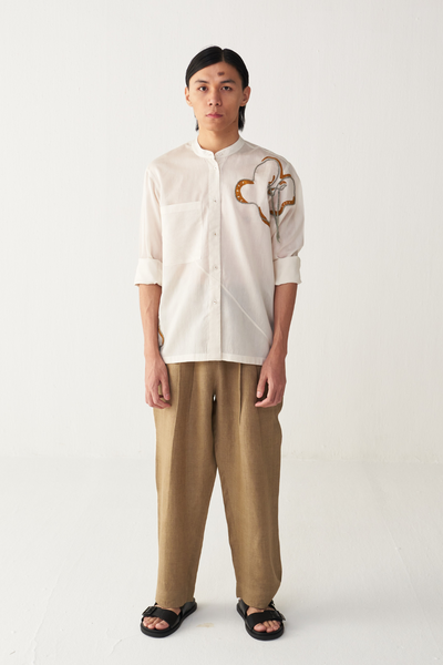 FLORAL ROPE EMB. SHIRT