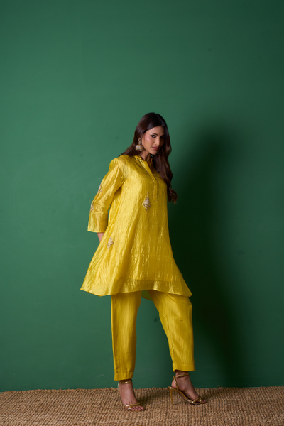 Paradise Kurta Set - Yellow with Dupatta