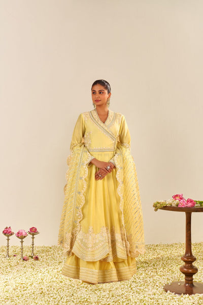 Ameena - Long Anarkali With Skirt And Dupatta-Lemon Yellow