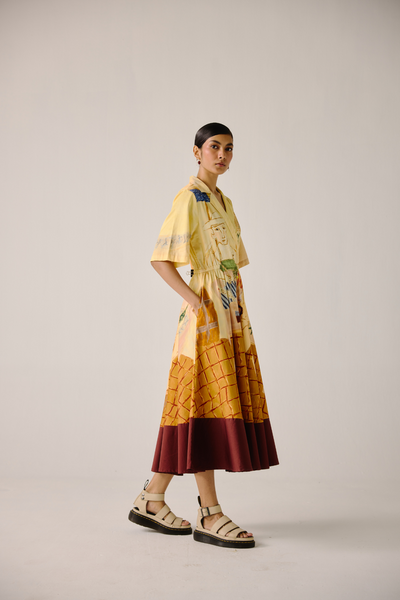 Print Blocked Dress - Fisherman
