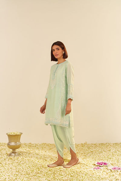 Zahra - Short Kurta With Dhoti-Mint Green