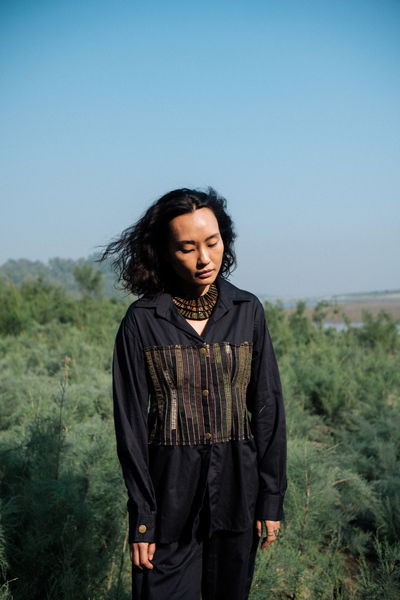 Upcycled Hunza Shirt - Black Green