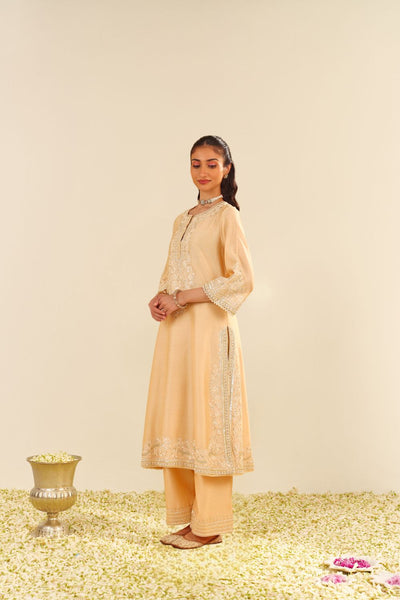 Sereen - A-Line Kurta With Palazzo And Dupatta-Beige