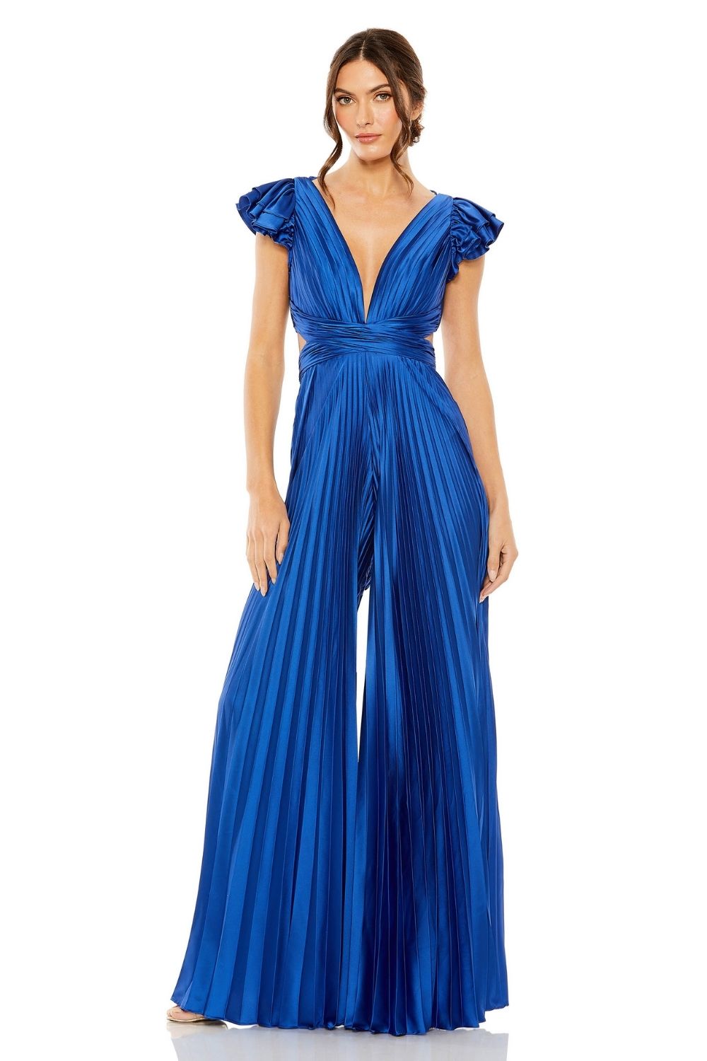 MD-27361 Pleated Jumpsuit-Blue