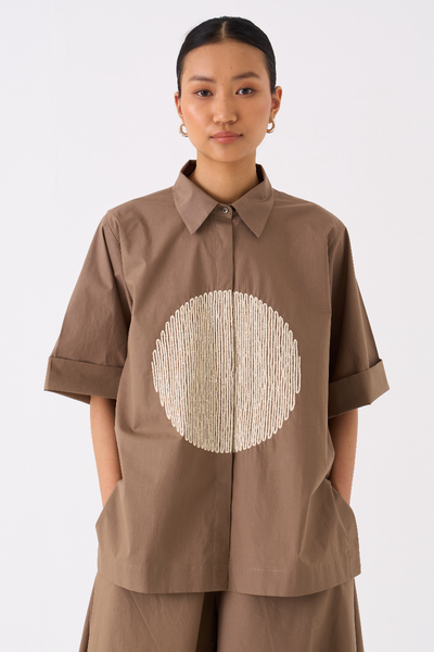CIRCLE SHIRT CO-ORD 
(SET OF 2)-IVORY/CEDAR