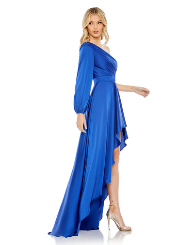 MD-49141 One Shoulder Asymmetric Dress-Blue