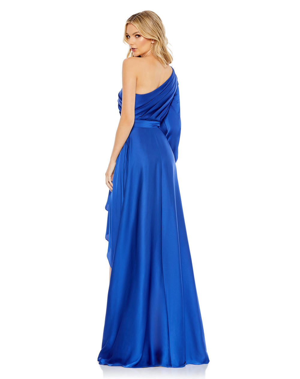 MD-49141 One Shoulder Asymmetric Dress-Blue