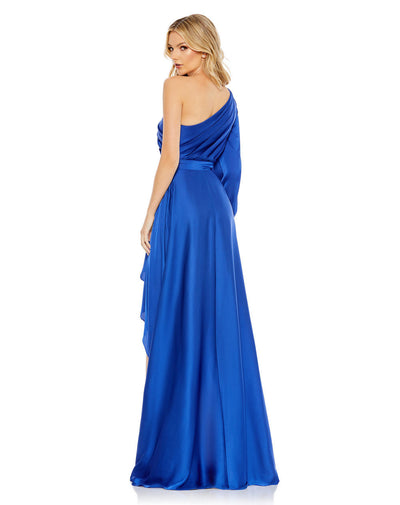 MD-49141 One Shoulder Asymmetric Dress-Blue