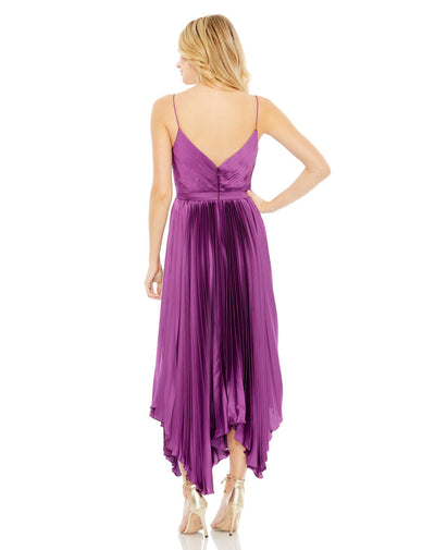49637-Pleated Satin Flowy Midi Dress