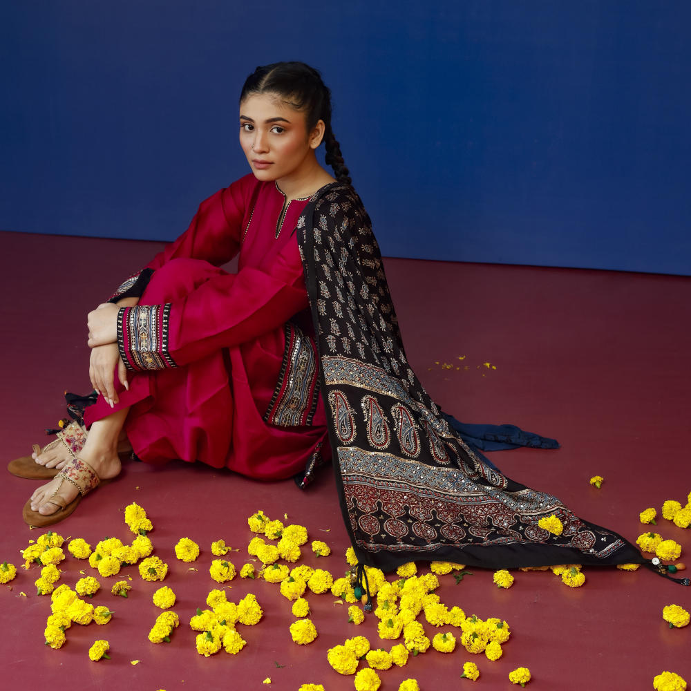 Pherie Pink Salwaar Kameez and Dupatta Set