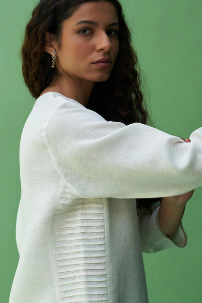 June Border Linen Kurta Set
- Ivory
