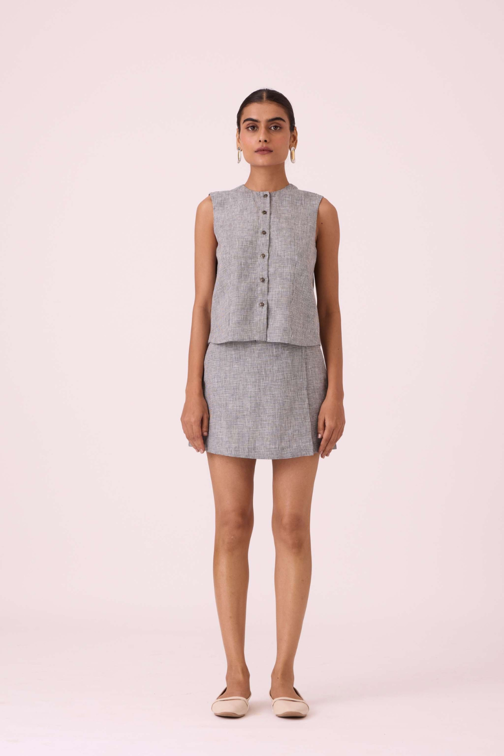 Wotton Houndstooth Linen Top