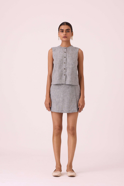 Wotton Houndstooth Linen Top