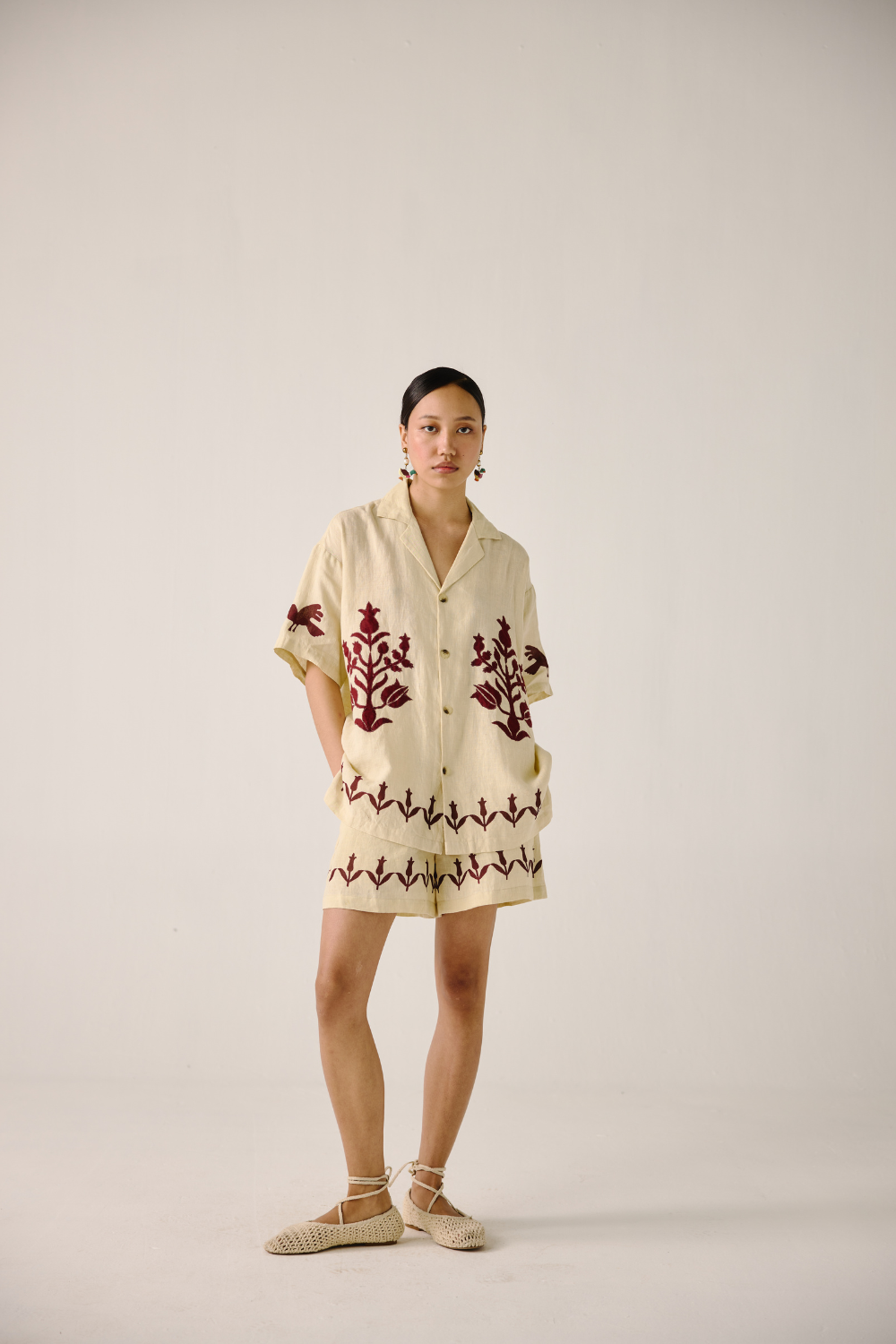 Unisex Set - Ivory Bird Applique