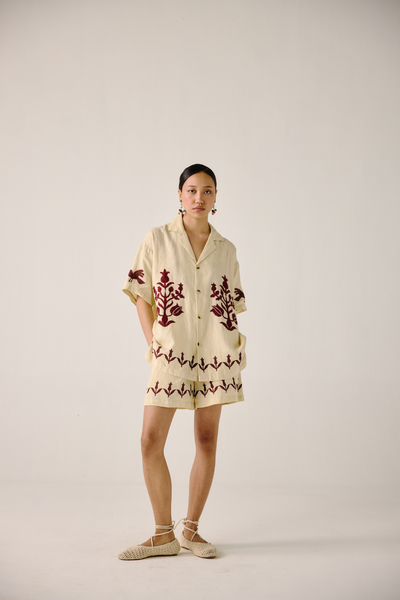 Unisex Set - Ivory Bird Applique