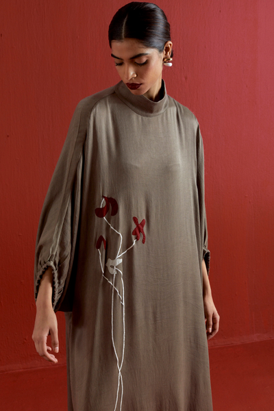 FLORAL FRINGE KAFTAN CO-ORD-CEDAR