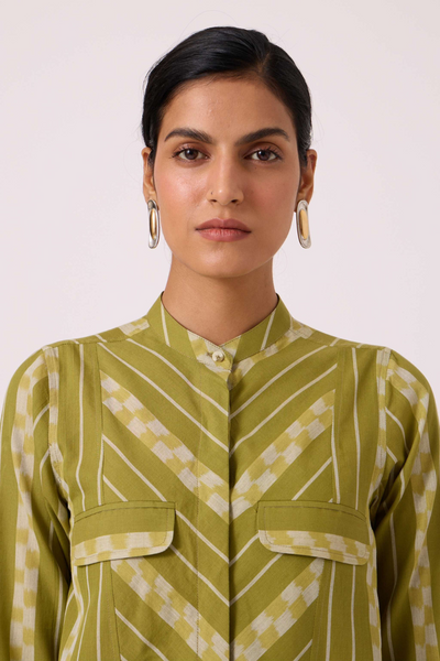 Wilde Green Striped Ikat Shirt