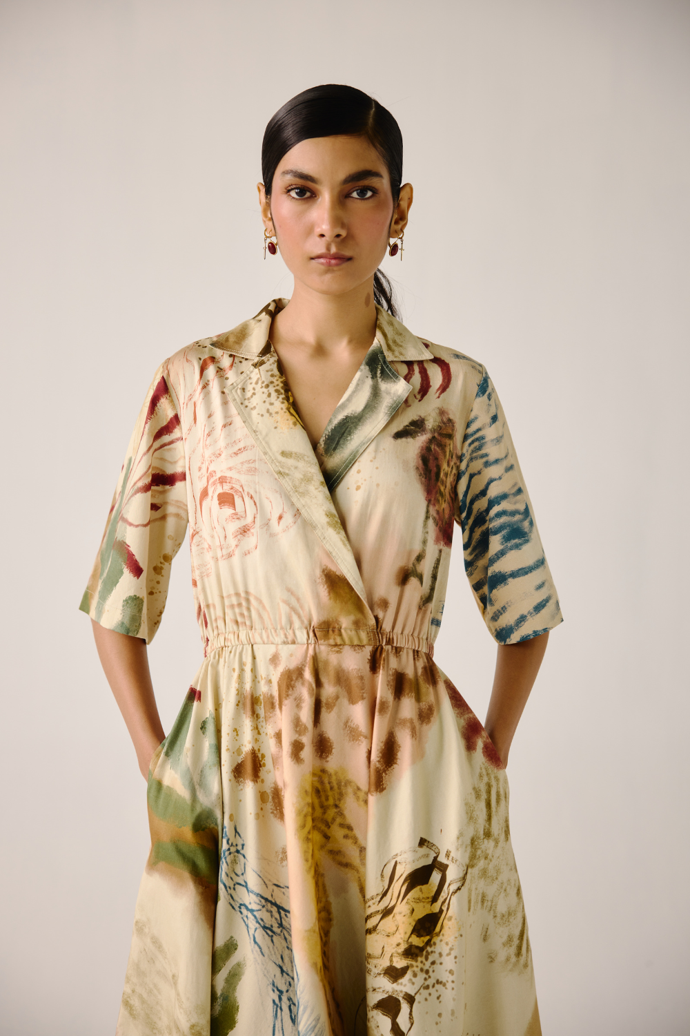 Print Blocked Dress - Abstract