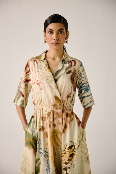 Print Blocked Dress - Abstract