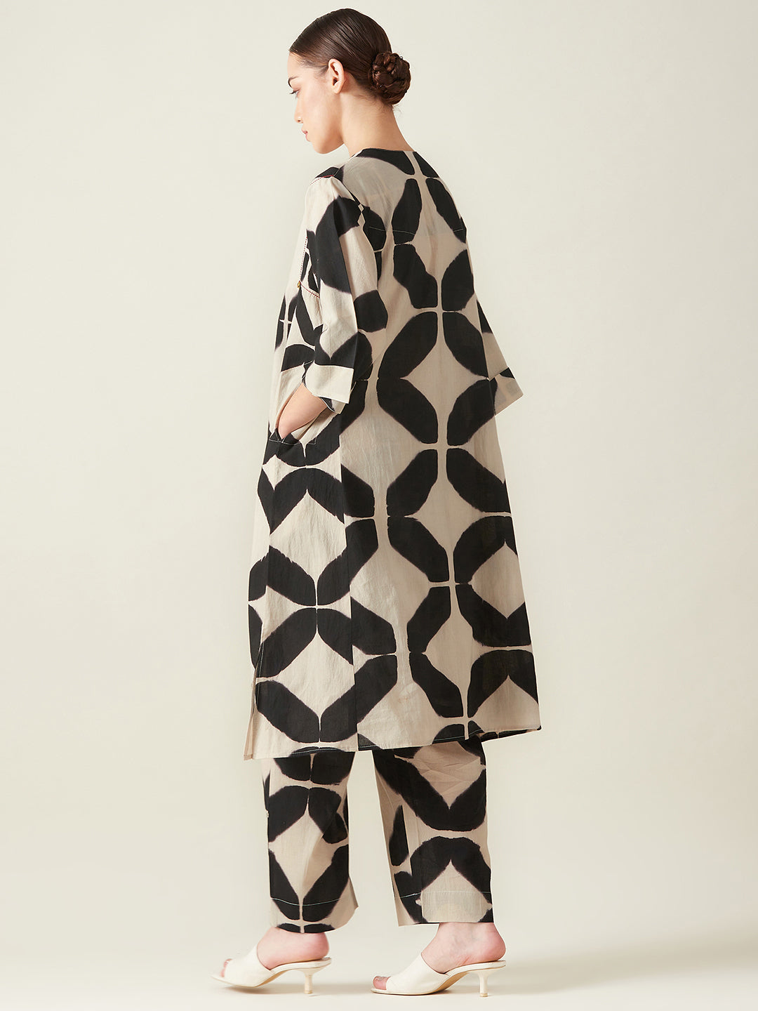Black Clamp Dye Embroidered Co ord set