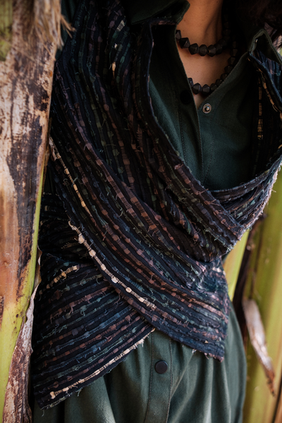 Upcycled Handwoven Seattle Wrap Calf Dress - Green