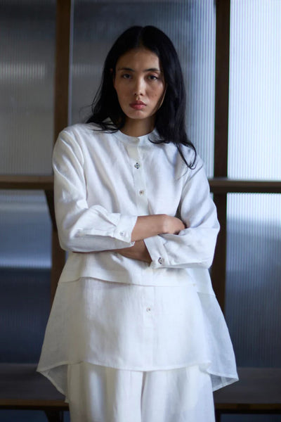 Anaya Linen A-Line Shirt - Ivory