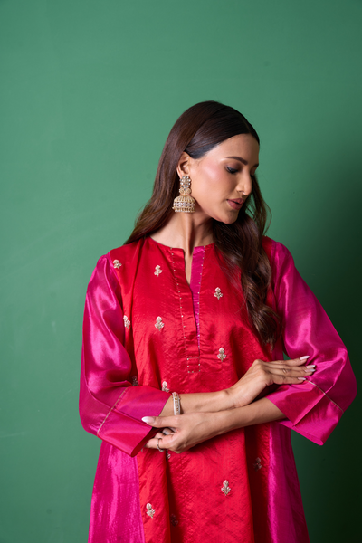 Delight Kurta Set - Red with Dupatta