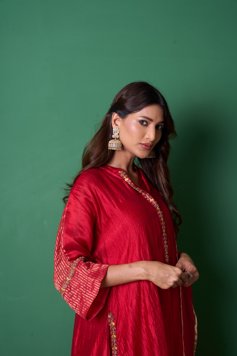 Radiance Kurta Set - Red with Dupatta