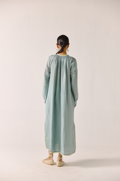 Chloe Dress - Pale Blue Pixel Applique