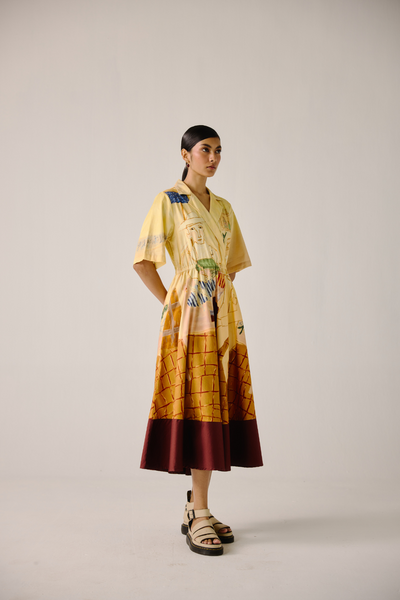 Print Blocked Dress - Fisherman